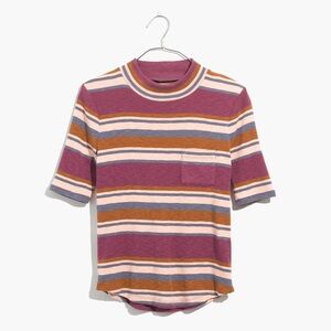 🍁 Madewell Purple and Gold Striped Knit Top